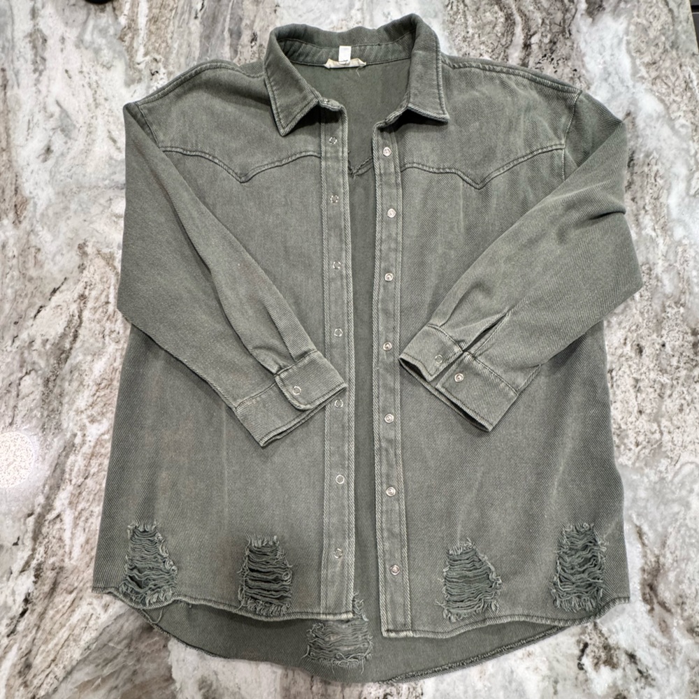 12th Tribe Green Shacket